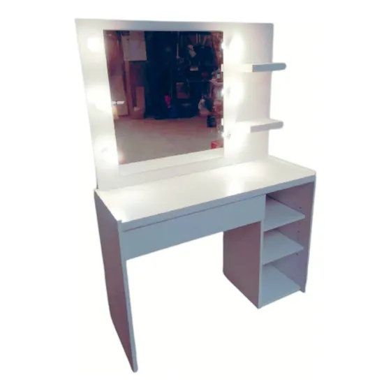 Maquillador Tocador C/ Espejo Hollywood + Estantes + Cajones