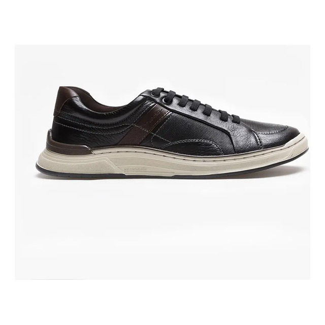 Democrata Sapatênis Denim Loop De Couro Preto