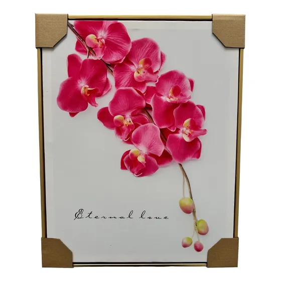 Cuadro Decorativo 40x50 Orquídea Marco Dorado