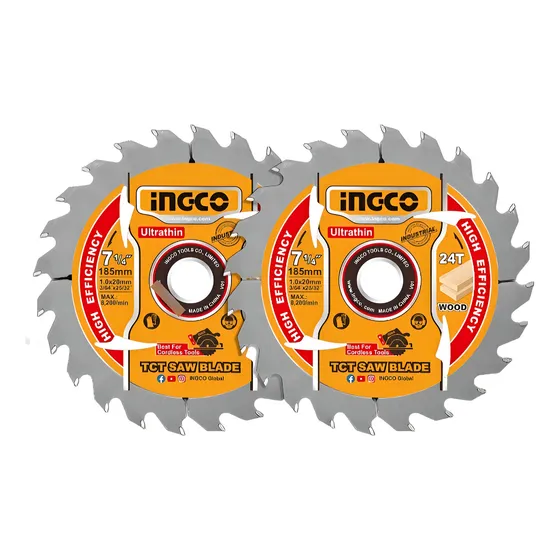 Set 2 Discos P/ Sierra 7 1/4 - 24d Ingco Tsb1853 Color Amarillo
