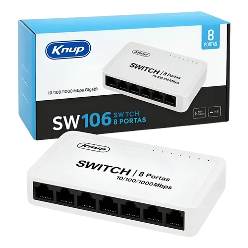 Switch 8 Portas Gigabit Rede 10/100/1000mbps Hub Bivolt Rj45