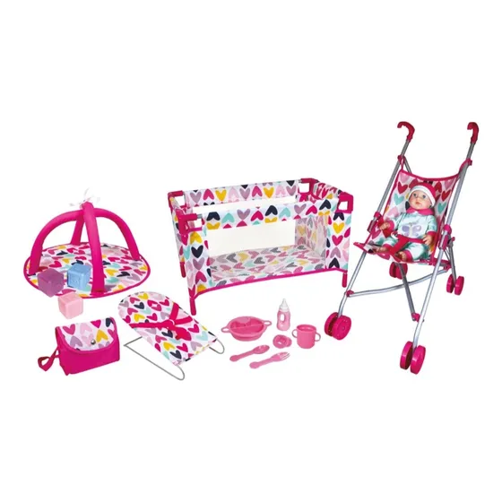 Coche Corral Mecedora Set Para Muñecas Bebes