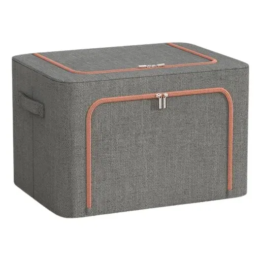 Caja Almacenamiento Para Ropa Transparente Soporte De Metal Color Lino
