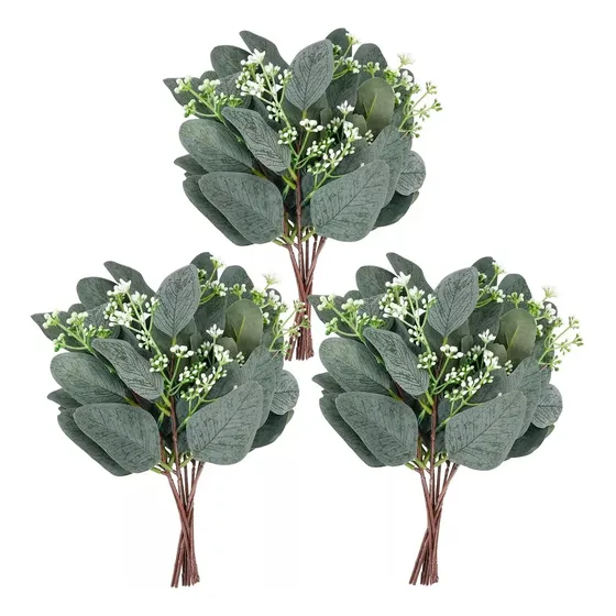 Plantas Artificiales De Hojas De Eucalipto, Juego De 24