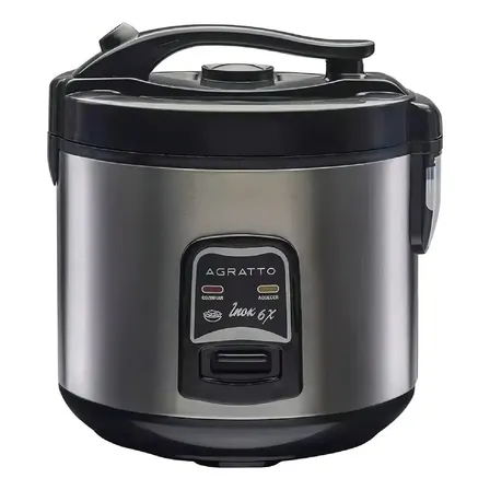 Panela Elétrica De Arroz E Legumes 6 Xícaras Antiaderente 400w Arrozeira Inox Agratto 220v 60 Hz