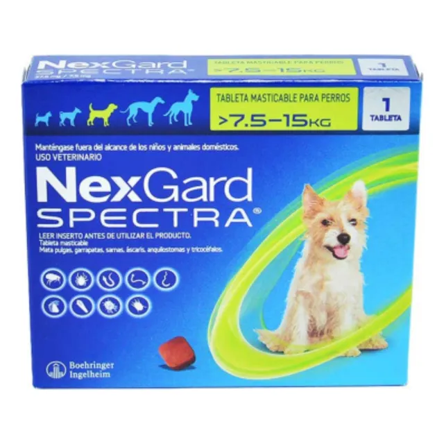 Pastilla Antipulgas Garrapatas Nexgard Spectra 7,5 A 15 Kg.