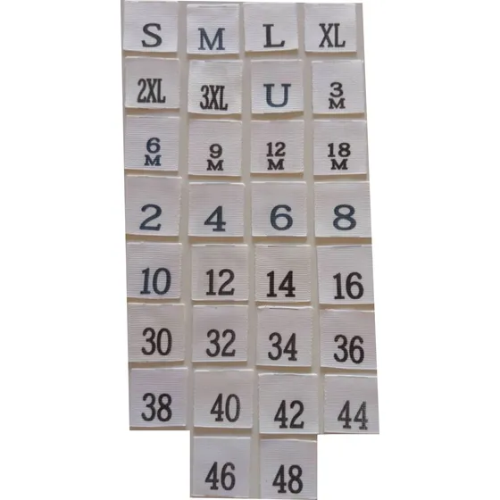 Etiquetas De Tela Con Tallas Para Ropa 2,5x2,5 Cm Cinta Gros