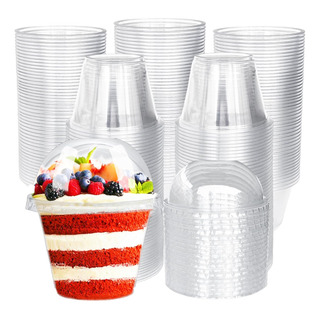 150 Pzs 8oz Vasos De Postre Desechables Con Tapas De Cúpula 150 Pzs 8oz Vasos De Postre Desechables Con Tapas De Cúpula