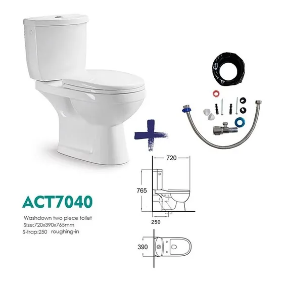 Wc 2 Piezas Dechaus Descarga 25cm Act7040 + Kit Instalacion