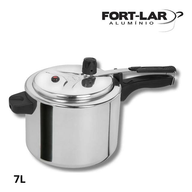 Panela De Pressão 7 Litros Alumínio Fort-lar Polida 70 Kpa A Gás