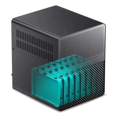 Jonsbo N4 Negro, Nas Micro-atx, Madera, Usb 3.2 Type-c