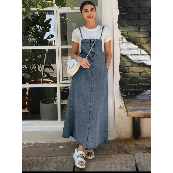 Vestido Blue Jeans Tipo Jumper Nuevo Talla L