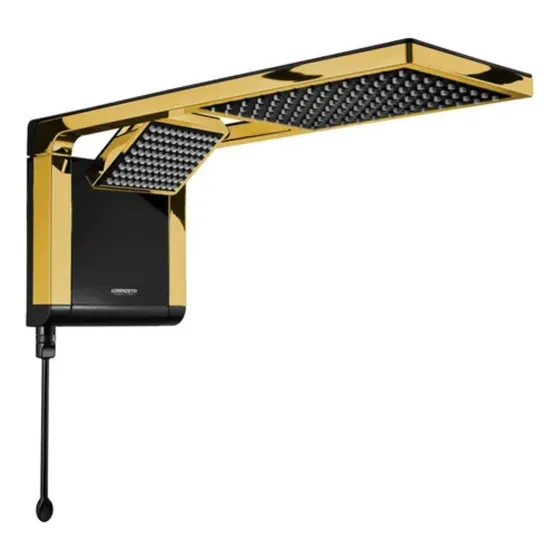 Chuveiro elétrico de parede Lorenzetti Acqua Ultra Duo preto/dourado 220V