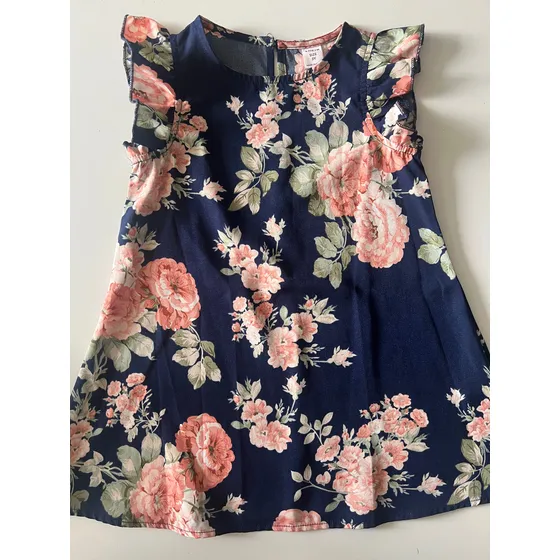 Vestido Floreado Sin Mangas Azul Marino