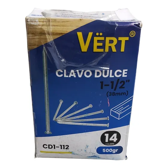 Caja De Clavo Dulce 1 - 1/2  500gr Calibre 14