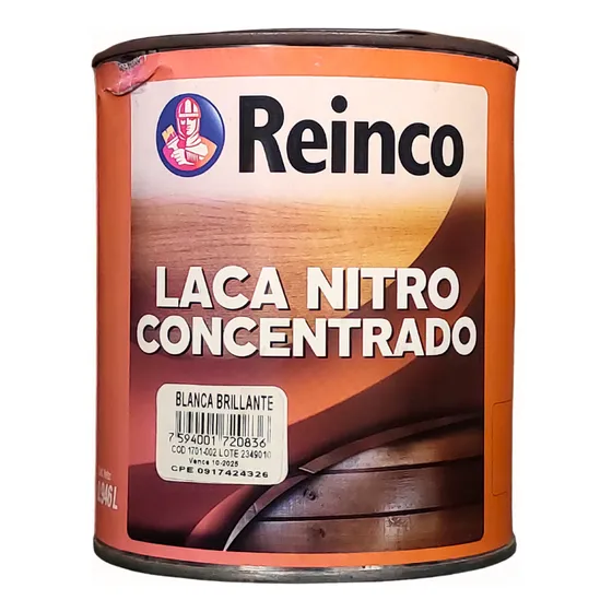 Laca Nitro Concentrado Blanco Brillante 1/4 De Galon Reinco