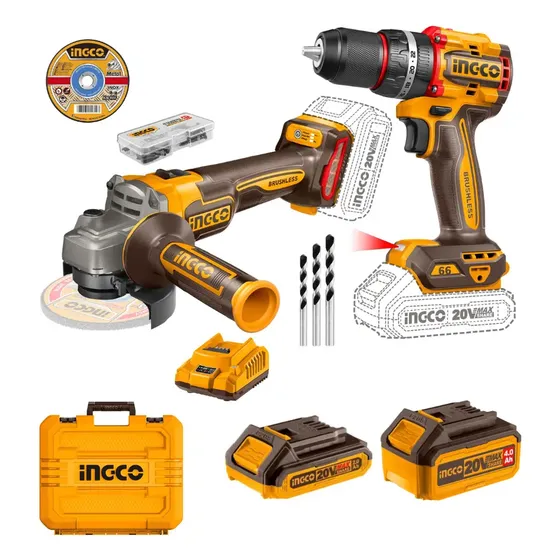Kit Esmeril + Taladro Percutor Inalambrico Brushless Ingco | Cuotas sin interés