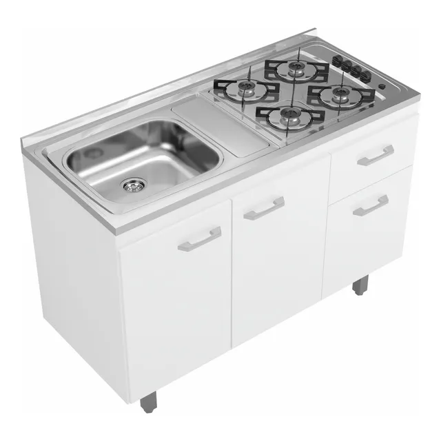 Fogão Pia 4 Bocas Acendimento Automático + Gabinete