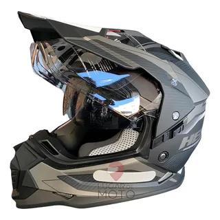 Capacete Helt Cross Vision Glass Titanium Fosco C/oculos 60 Cor Titanium - Preto Com Cinza Fosco Capacete Helt Cross Vision Glass Titanium Fosco C/oculos 60 Cor Titanium - Preto Com Cinza Fosco