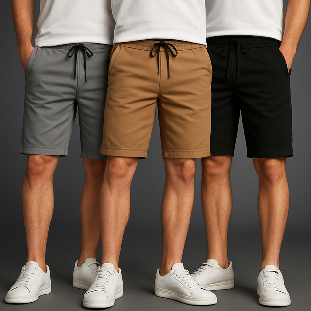 Kit 3 Bermuda Sarja Colorida Premium Masculino Diversa Cores Kit 3 Bermuda Sarja Colorida Premium Masculino Diversa Cores