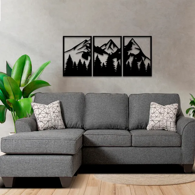Set 3 Cuadros Montaña Corte Laser Decoracion The Kingstore10