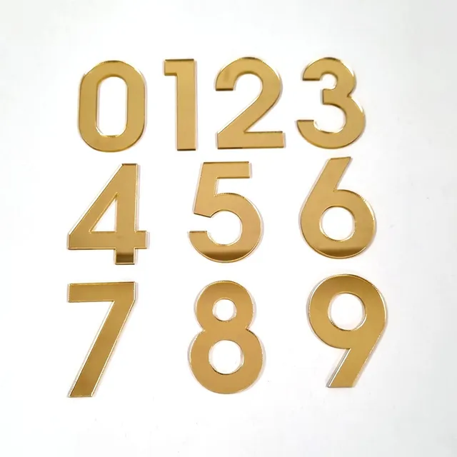 Conjunto Números E Letras Em Acrílico Dourado Personalizadas