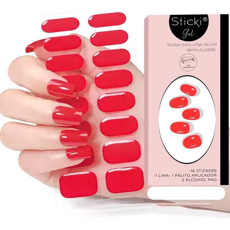 Stickers De Gel Semicurado Para Uñas (necesitan Lámpara Uv) red red