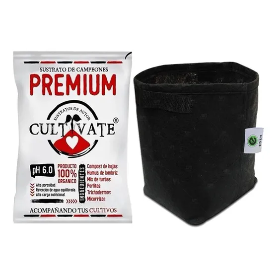 Sustrato Cultivate Premium 25lts Maceta Geotextil Eden 20lts