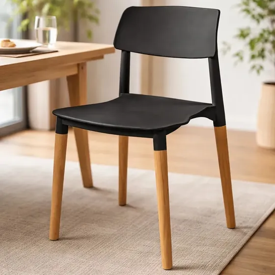 Silla Unican Milán Polipropileno Con Patas De Madera Negra