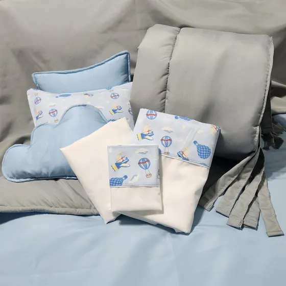 Acolchado + Chichonera + 3 Almohadones + Sabana Colecho.