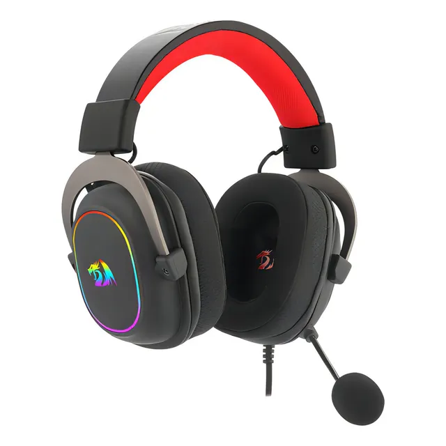 Auriculares para juegos Redragon Zeus Rgb 7.1 Usb H510-RGB, color claro Rgb, color negro