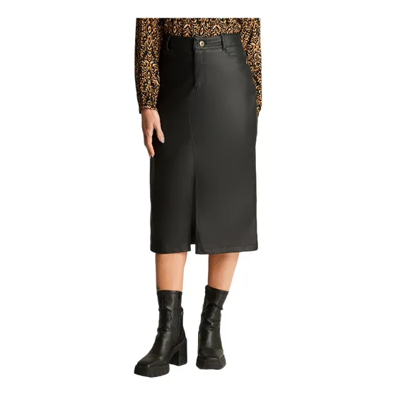 Falda Pu Detalle De Tachas Midi Negro Mujer Moda Hasta Xxl