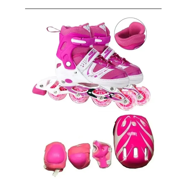 Patines Lineal Ajustable Patín Kit D Protección Niña Caracas