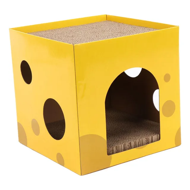 Casa De Cartón Para Rascar Gatos, Castillo, 30x30x30cm