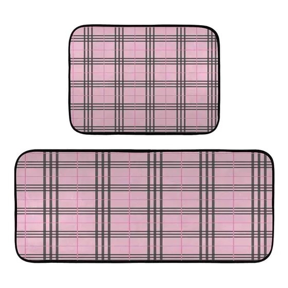 Visaluna Tapete Cocina Color Rosa Negro Tartan Patron Textil