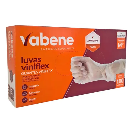 Luva Viniflex Tpe Descartável Vabene Kit 10 X 100 Unidades Cor Translúcida Tamanho M