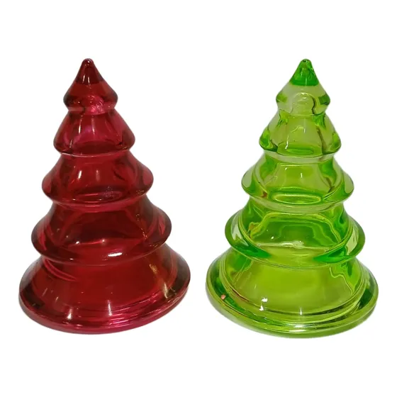 Juego De 2 Arbolitos De Navidad En Vidrio *