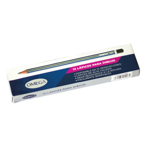 Lápiz Negro Para Dibujo - Omega - X12u - (2h-hb-2b-b-3b).