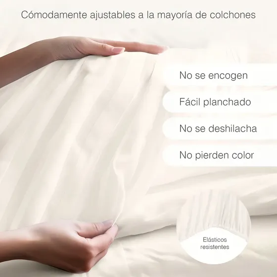 Juego De Sabanas Microfibra Satinadas 1.5pl Color Beige Diseño De La Tela Liso | Cuotas sin interés