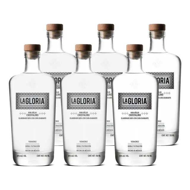 Ron La Gloria Añejo Cristalino, 6 Botellas De 750 Ml