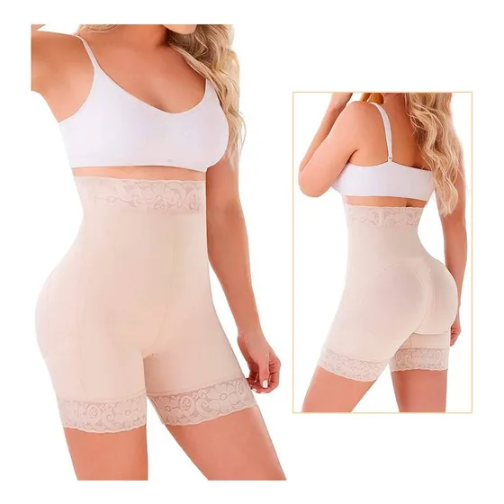 Short Faja Talle Alto Mujer Levanta Glúteos Cierre Powernet