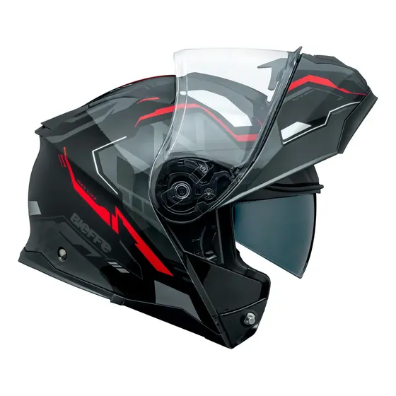 Capacete Moto Bieffe Premium - B-dynamic Attractie Cor Preto Com Vermelho Tamanho Do Capacete 58