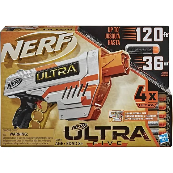 Nerf Ultra Five Blaster -4-dart Internal Clip, 4 Ultra Darts