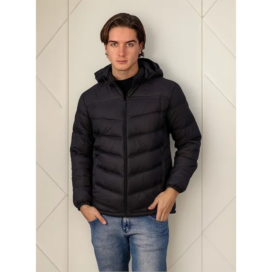 Chamarra Acolchada Con Capucha Para Hombre, Colección Polar