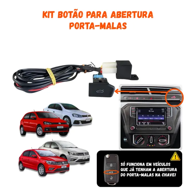Kit Botão Porta Malas Para Vw Gol Voyage G7 E G8