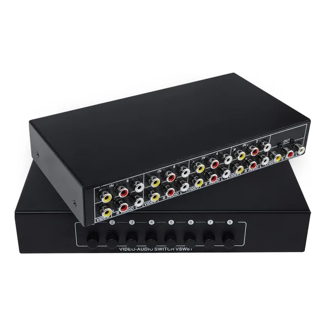 Av Switch Box Seletor Composto 8 Porta Rca Áudio Vídeo 8