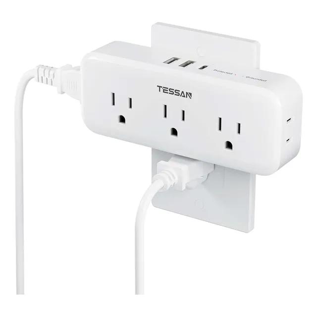 Splitter De Enchufes Con Protección Contra Sobrecargas Y Usb