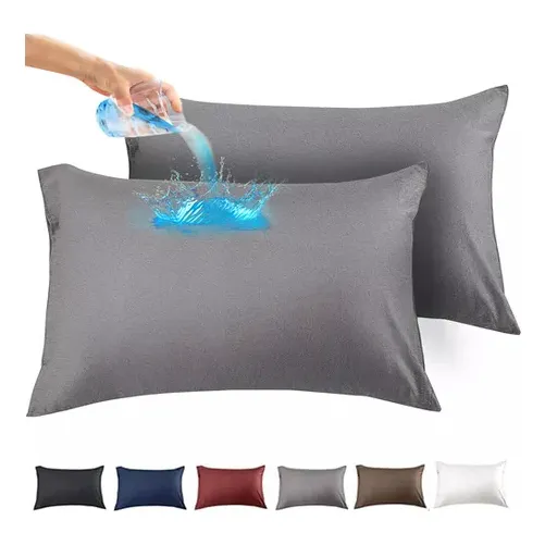 2pzs Funda De Almohadas Impermeable Protector 50x92 Cm Color Gris