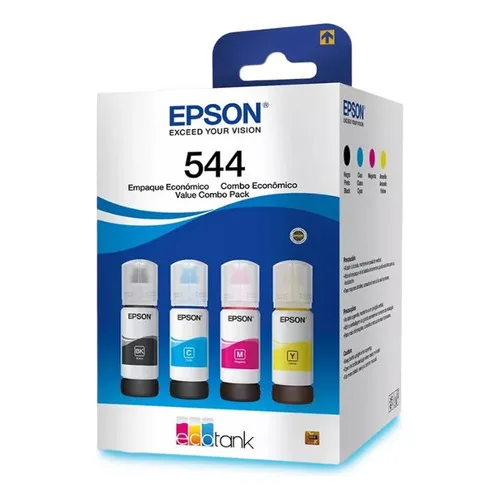 Tinta Epson T544 para ecotank kit garrafas 4 cores eps01 tinta colors