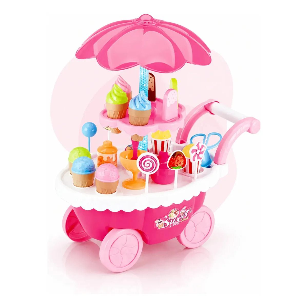 Carrinho De Sorvete Picole E Doces Sorveteria Infantil Brinquedo Musical Luz E Som Com Acessorios Kizumba Carrinho De Sorvete Picole E Doces Sorveteria Infantil Brinquedo Musical Luz E Som Com Acessorios Kizumba